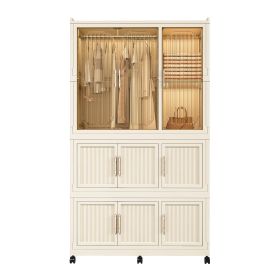 Portable Wardrobe Closet Storage Organizer for Clothes,Clothes Dresser,9 Magnetic Doors-9 Cubes & 1 Hanging Rod,6 pcs hangers
