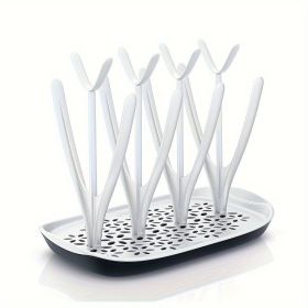 Bottle Drying Rack Space Saving Countertop Baby Bottle Holder, Drying Rack for Baby Bottles Accessories - Stores Up to 12 Bottles, Dishwasher Saf