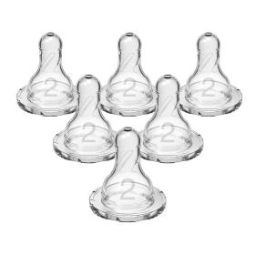 Natural Flow Level 2 Narrow Baby Bottle Silicone Nipple, Medium Flow, 3m+, 100% Silicone Bottle Nipple, 6 Count