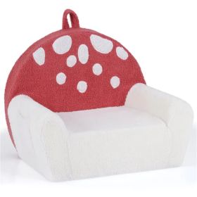 Pink + Beige Kids Sofa, Soft Teddy Fleece Foam Couch With Carry Handle & Removable Machine-Washable Cover (Option: Defaulttitle)