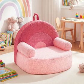 Pink Kids Sofa, Soft Teddy Fleece Foam Couch With Carry Handle & Removable Machine-Washable Cover (Option: Defaulttitle)