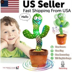 Dancing Cactus Plush Toy Doll Electronic Recording Shake With Song Funny Gift US (Option: Green)