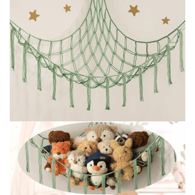 Stuffed Animal Storage Hammock or Net Corner - Large Toy Hammock Net for Stuffed Animals Room Decor - Cute Stuff Animal Organizer Plush Holder - (Material: Cotton)