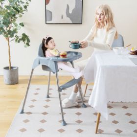 6-in-1 Convertible Baby High Chair with Adjustable Removable Tray (Color: gray)