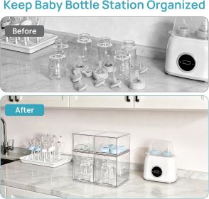 Stackable Storage Drawers Set of 5, Clear Plastic Organizer Bins for Baby Bottle, Beauty Supplies Storage, Ideal for Kichen Countertop, Vanity (Material: Plastic)