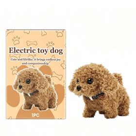 Cute Electric Plush Toy Dog, Interactive Realistic Puppy Toy For Kids (Option: Brown)